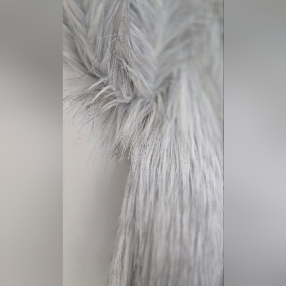 Topshop Faux Fur Grey Shag Coat Jacket Grey White - Picture 9 of 10